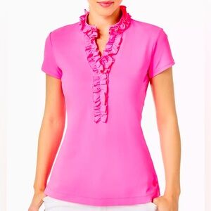 Lilly Pulitzer Luxletic Frida Ruffle Top UPF50+ Women’s size XL Pink Athleisure